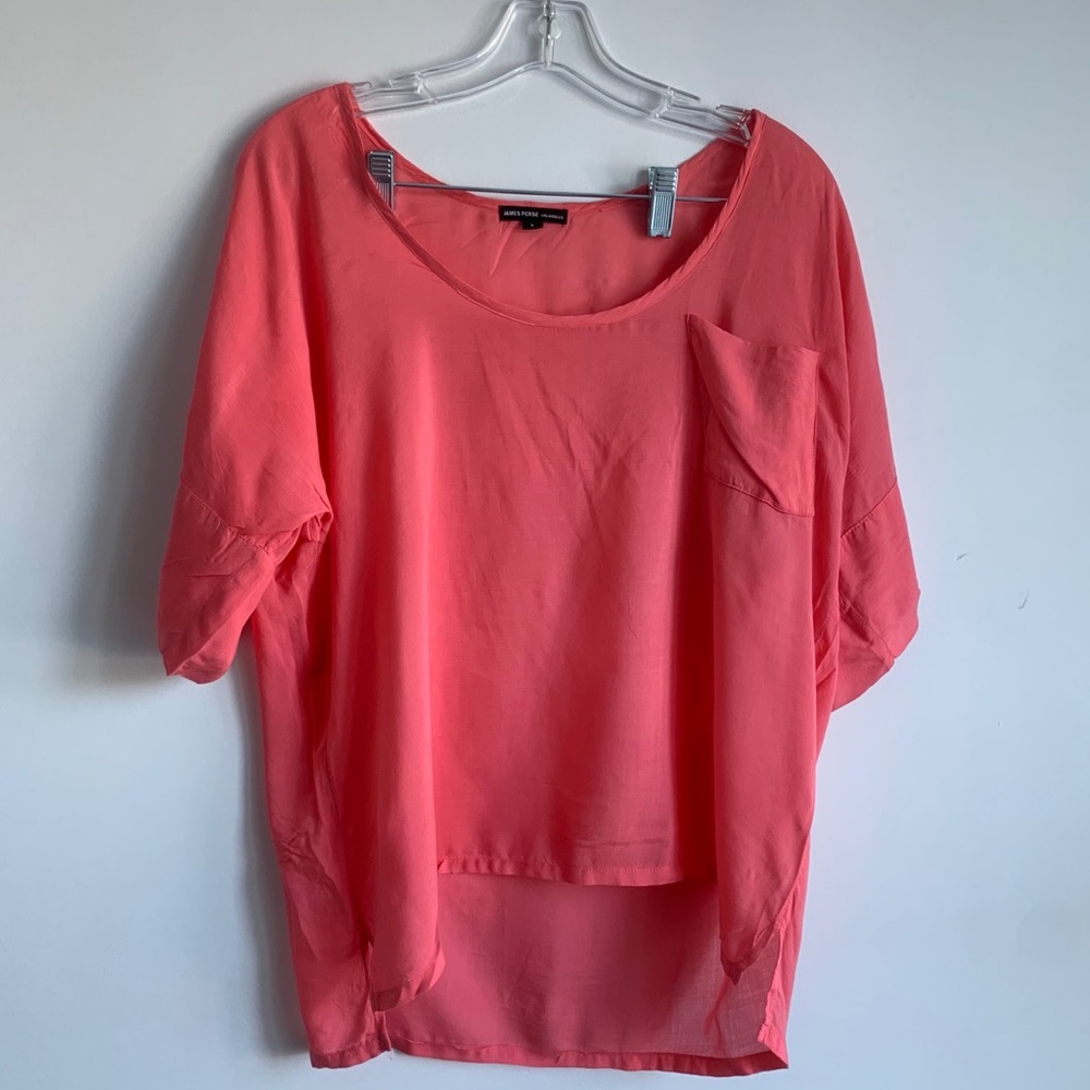 James Perse salmon pink silk shirt